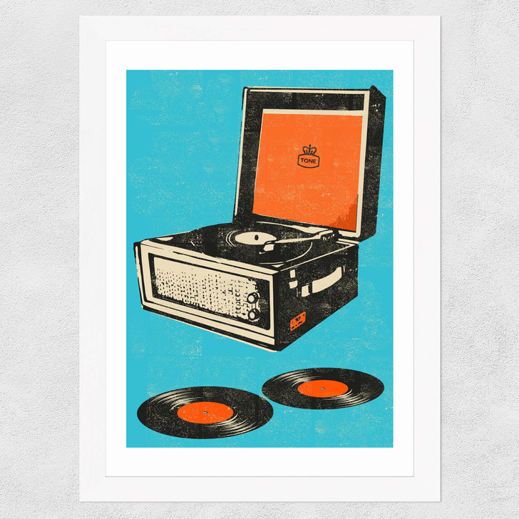Record Player Wide White Frame