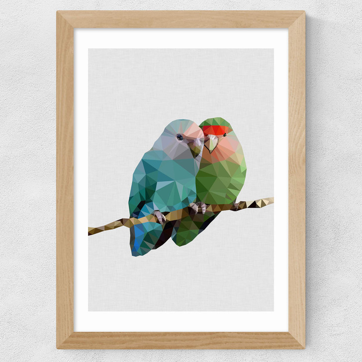 Two Love Birds Wide Oak Frame