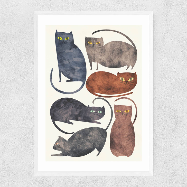 Cats Narrow White Frame