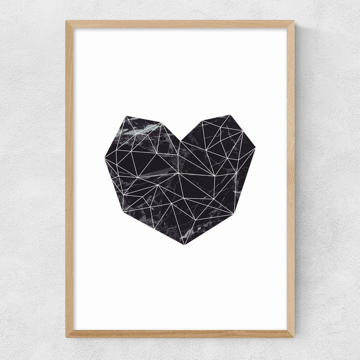 Marble Heart Narrow Oak Frame