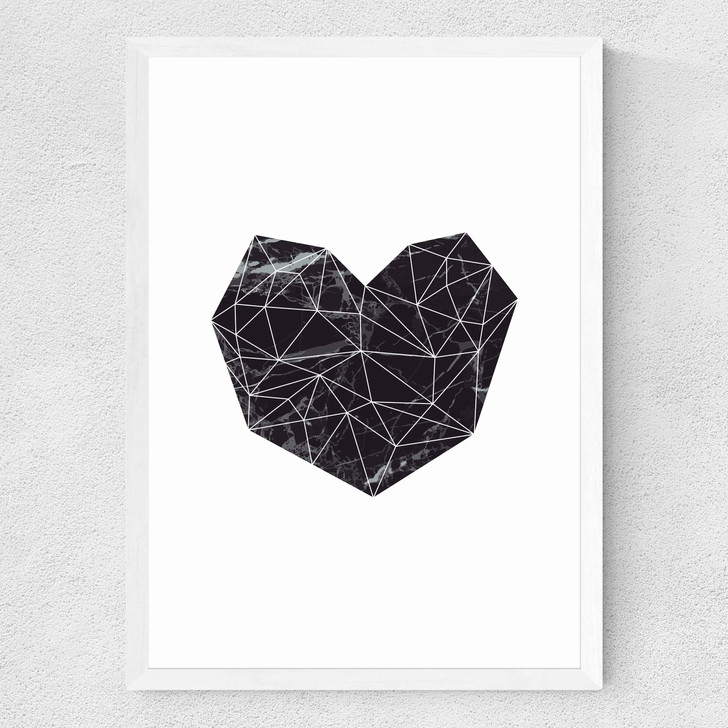 Marble Heart Medium White Frame