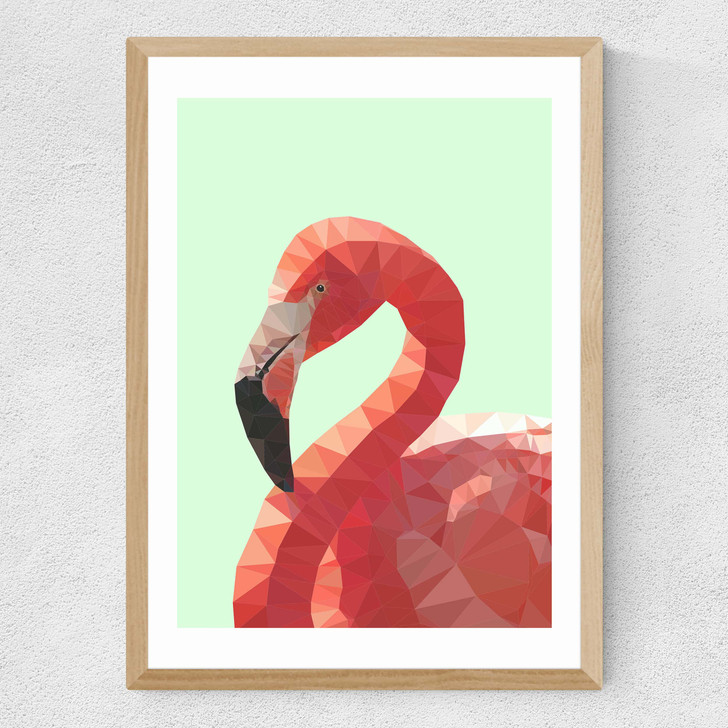Geometric Flamingo Medium Oak Frame Geometric Flamingo Medium Oak Frame