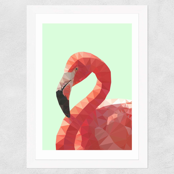 Geometric Flamingo Wide White Frame Geometric Flamingo Wide White Frame