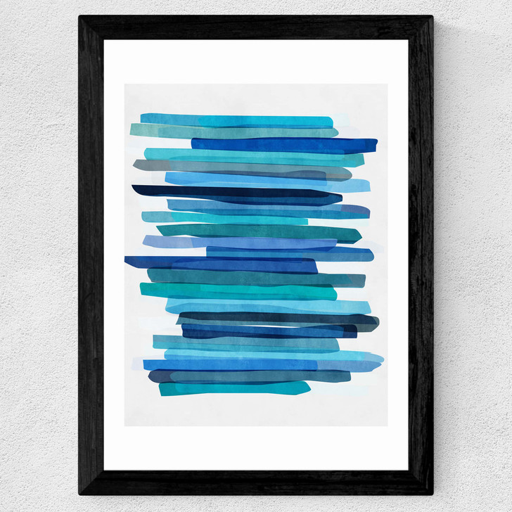 Blue Stripes Wide Black Frame Blue Stripes Wide Black Frame
