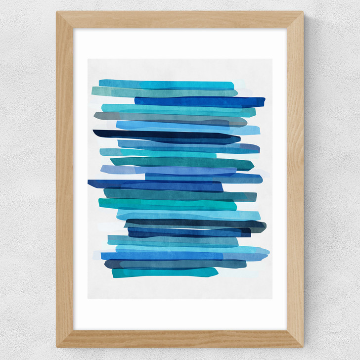 Blue Stripes Wide Oak Frame