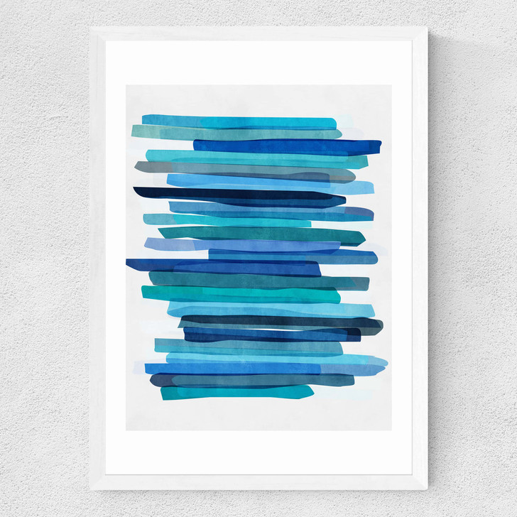 Blue Stripes Medium White Frame