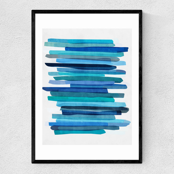 Blue Stripes Narrow Black Frame