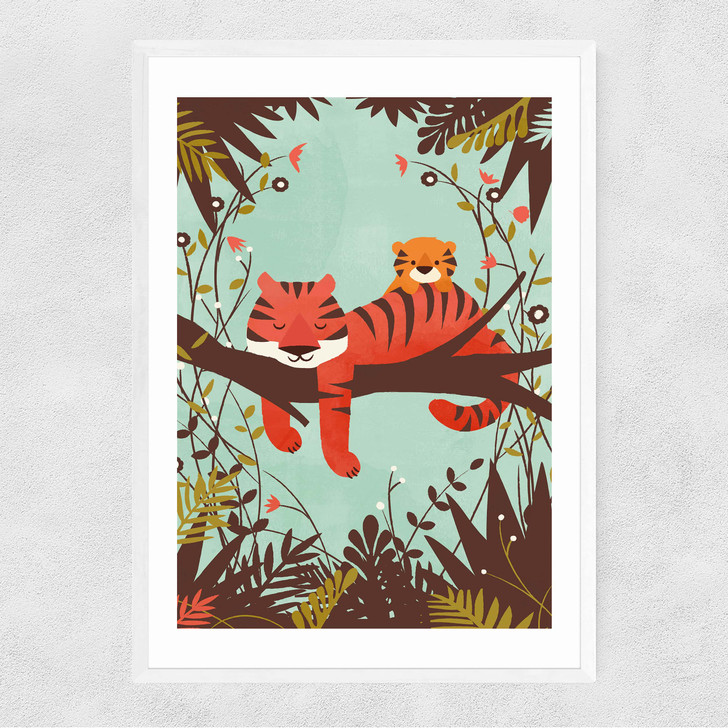 Sleeping Tiger Narrow White Frame
