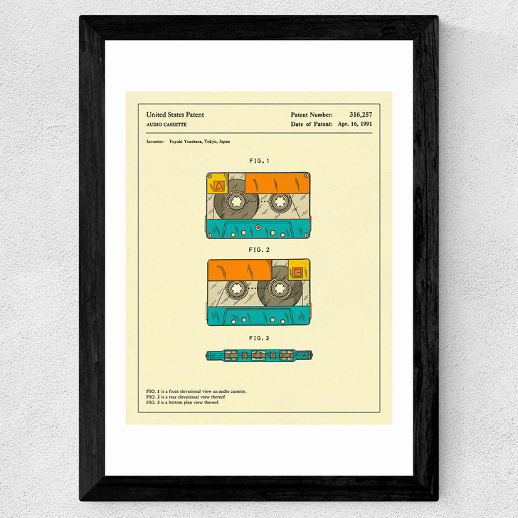 Cassette Patent Wide Black Frame Cassette Patent Wide Black Frame