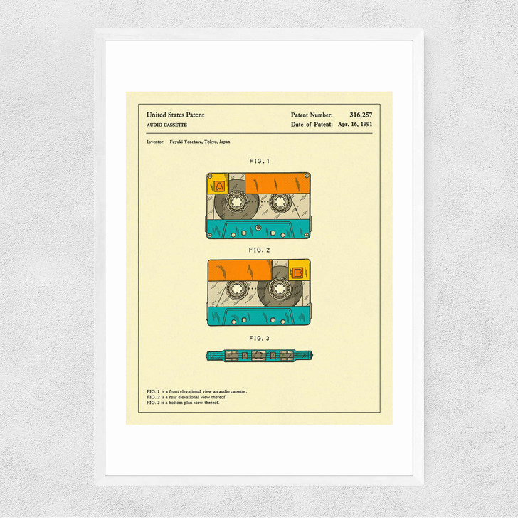 Cassette Patent Narrow White Frame Cassette Patent Narrow White Frame