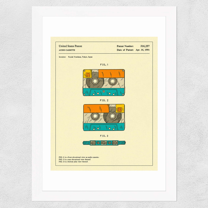 Cassette Patent Wide White Frame Cassette Patent Wide White Frame