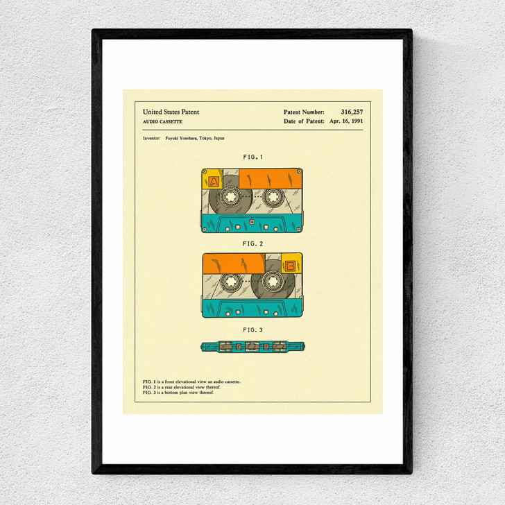 Cassette Patent Narrow Black Frame