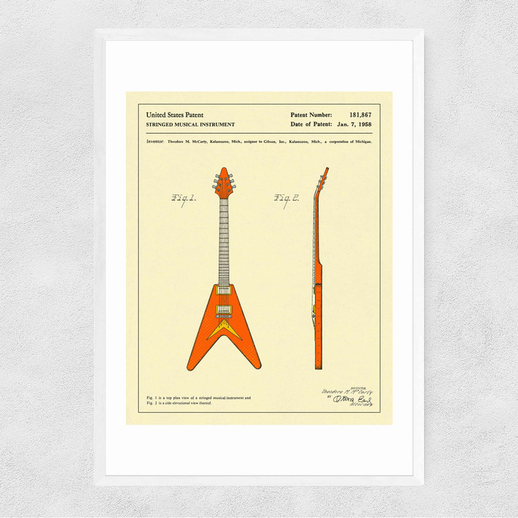 Guitar 1 Narrow White Frame Guitar 1 Narrow White Frame