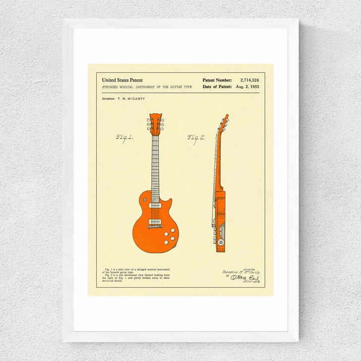 Guitar 2 Medium White Frame