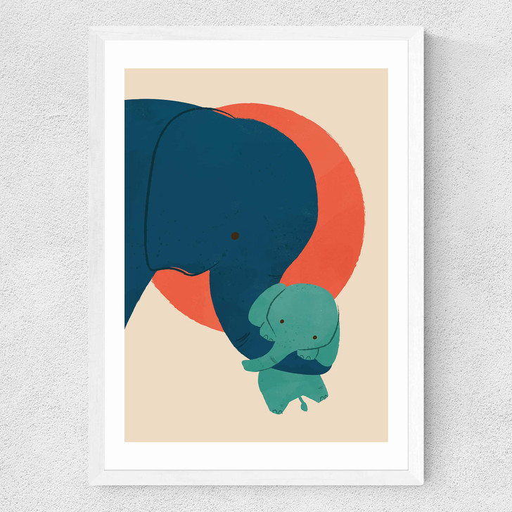 Baby Elephant Medium White Frame