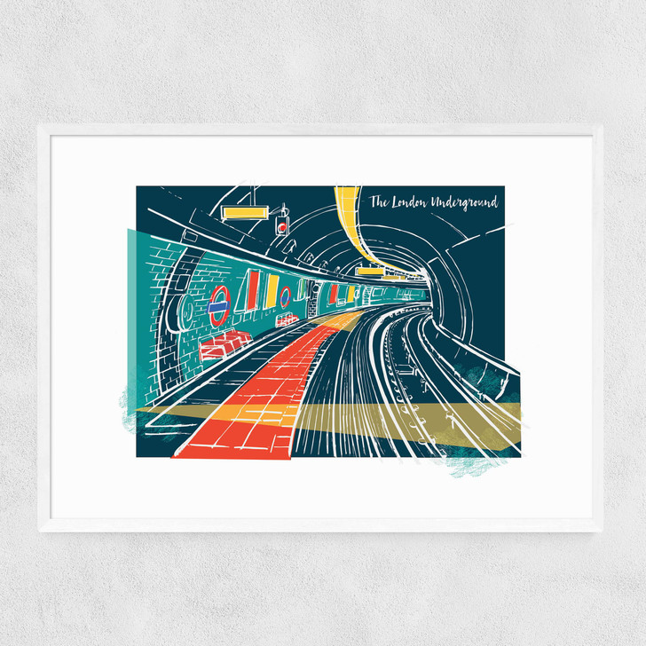 The London Tube Narrow White Frame The London Tube Narrow White Frame