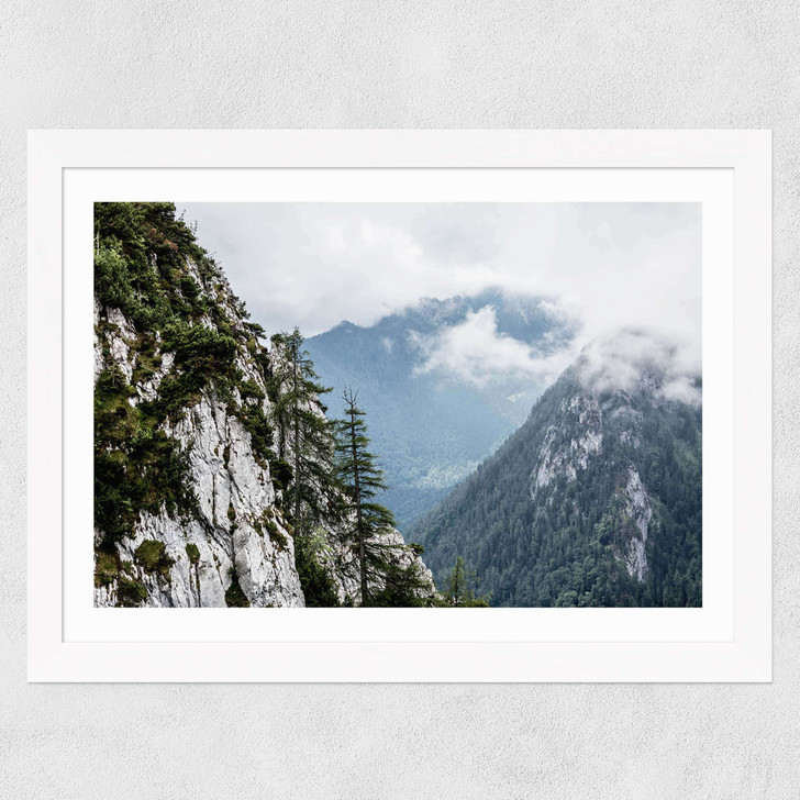 Mountains Wide White Frame