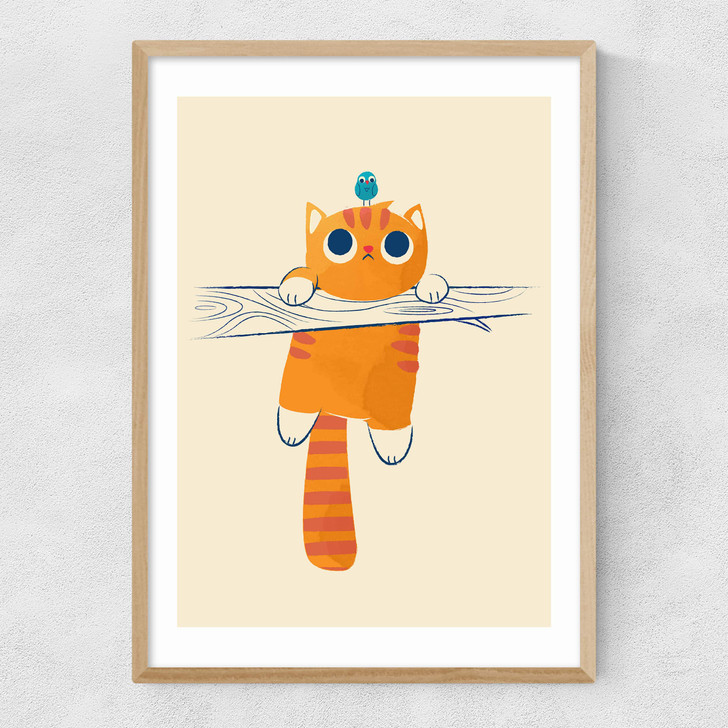 Fat Cat Little Bird Narrow Oak Frame Fat Cat Little Bird Narrow Oak Frame