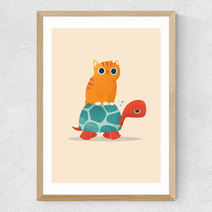 Fat Cat rides a Turtle Medium Oak Frame