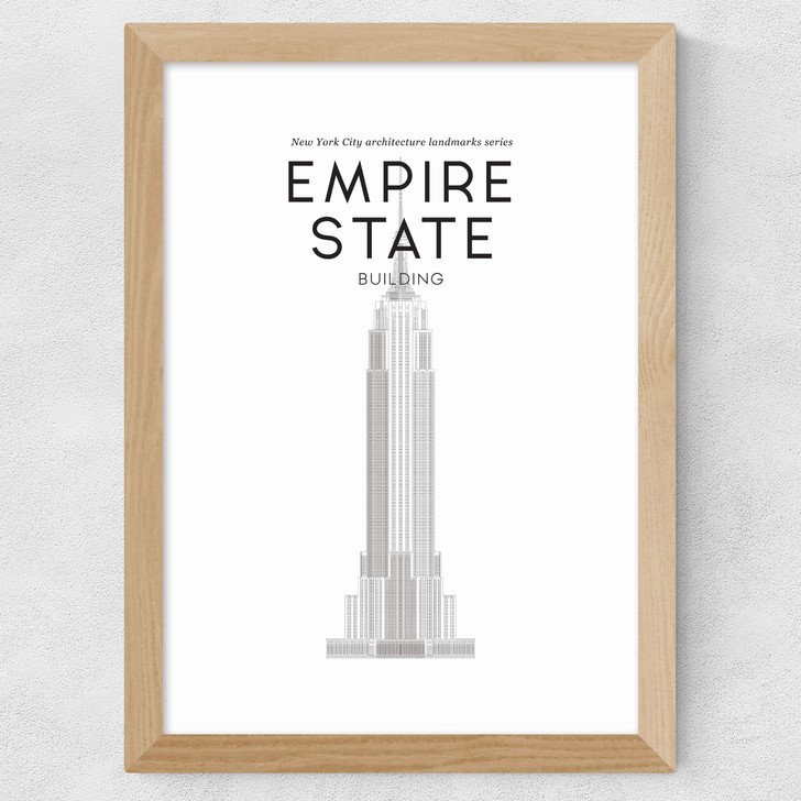 Empire State Building Wide Oak Frame