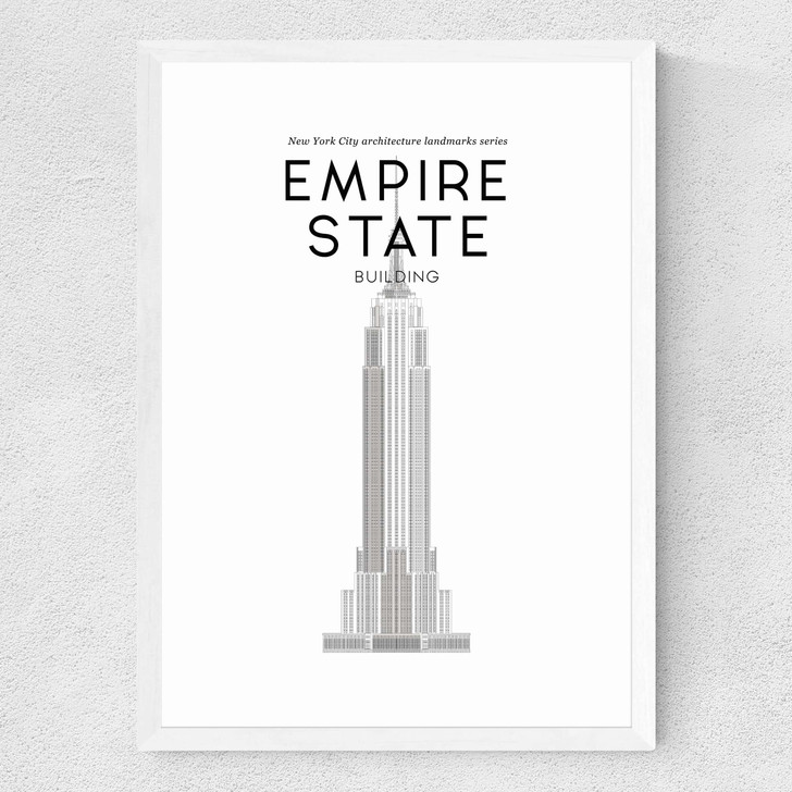 Empire State Building Medium White Frame
