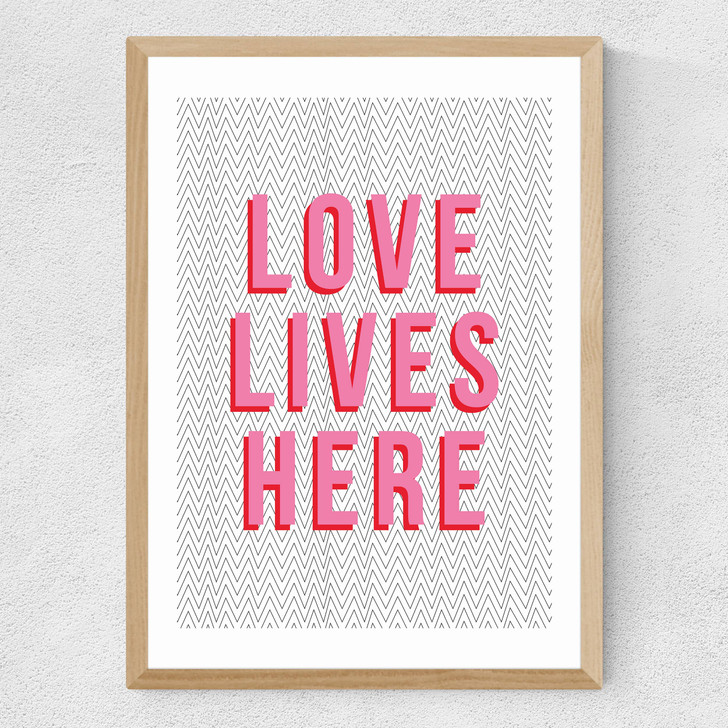 Love lives here Medium Oak Frame Love lives here Medium Oak Frame