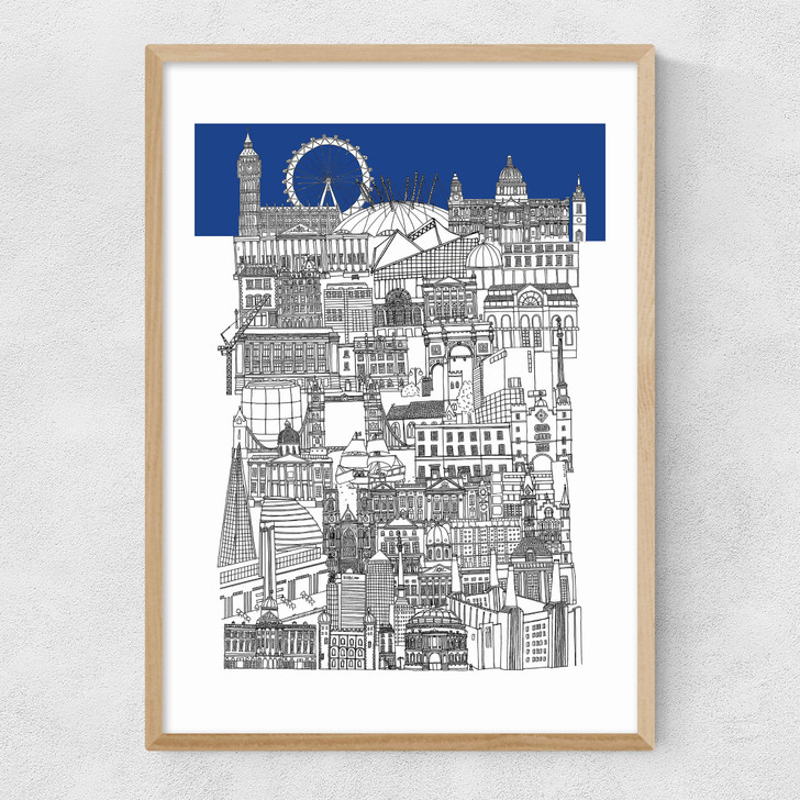 London Blue Narrow Oak Frame