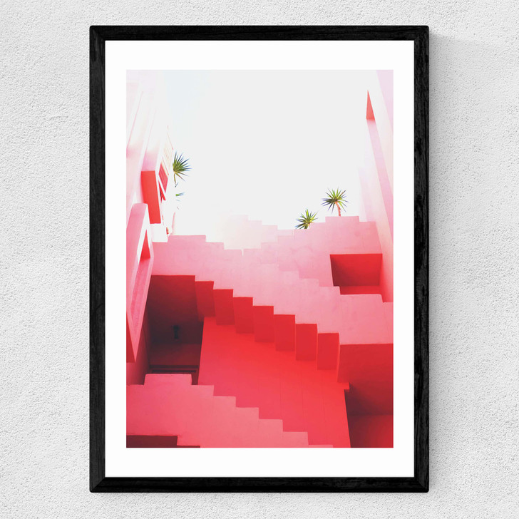 Pink Stairs Medium Black Frame Pink Stairs Medium Black Frame