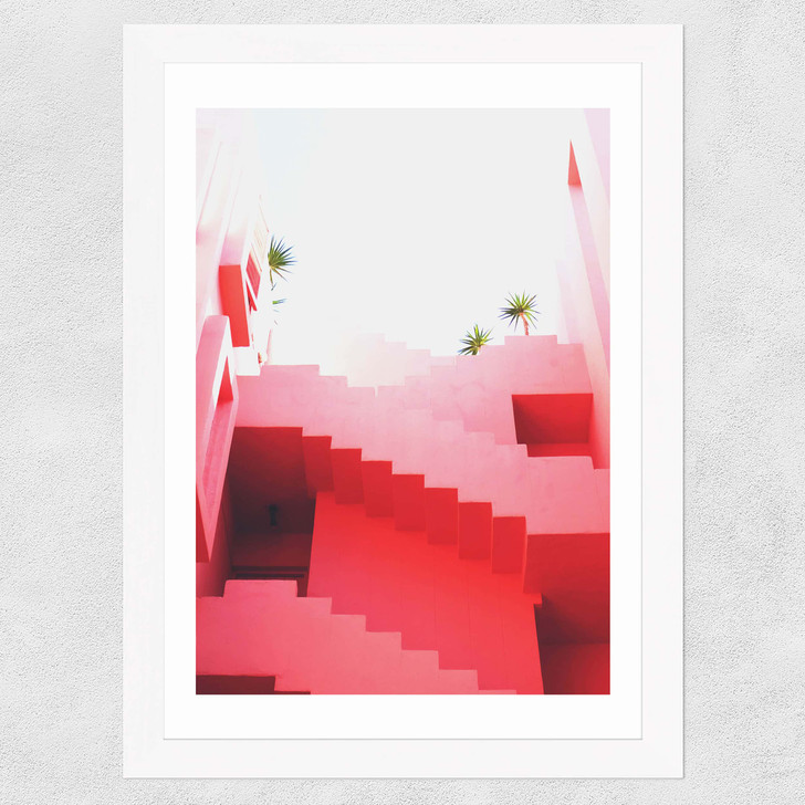 Pink Stairs Wide White Frame Pink Stairs Wide White Frame