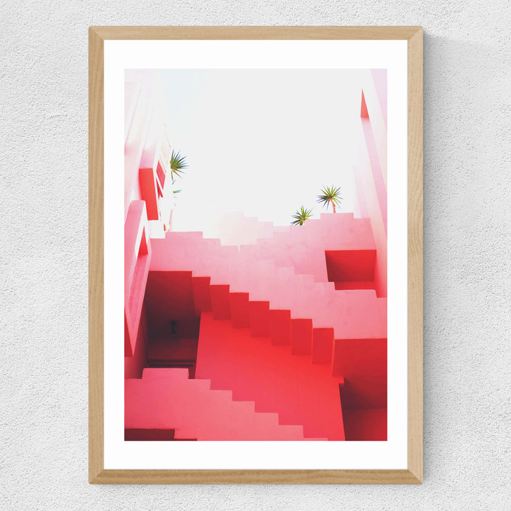 Pink Stairs Medium Oak Frame