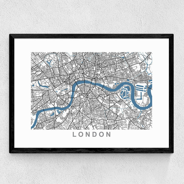 London Map Medium Black Frame
