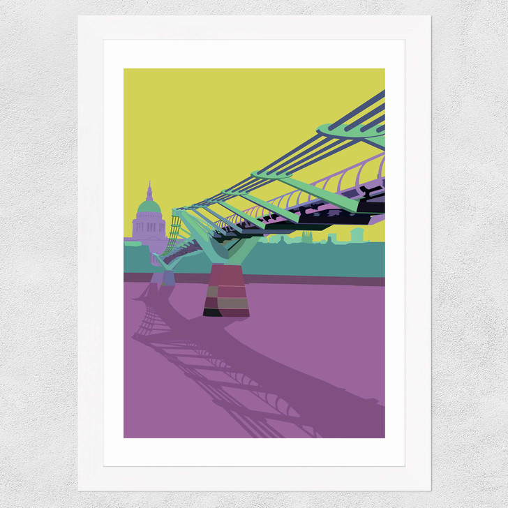 Millennium Bridge - St Pauls Wide White Frame Millennium Bridge - St Pauls Wide White Frame