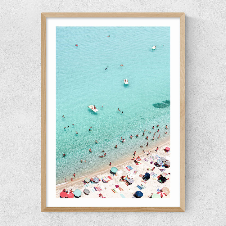 Beach Scene Narrow Oak Frame