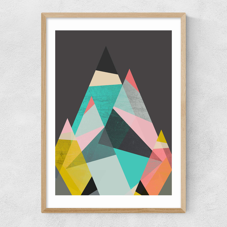 Geo Mountains Narrow Oak Frame