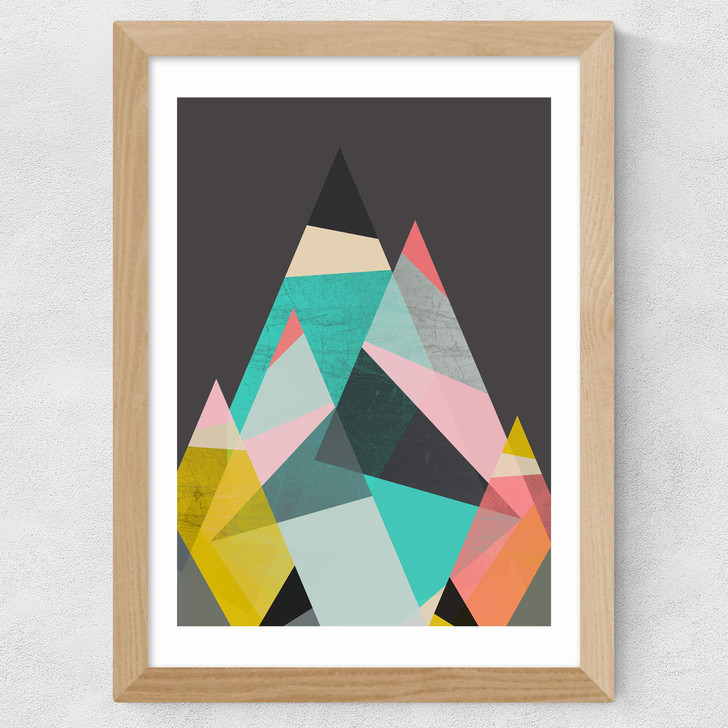 Geo Mountains Wide Oak Frame