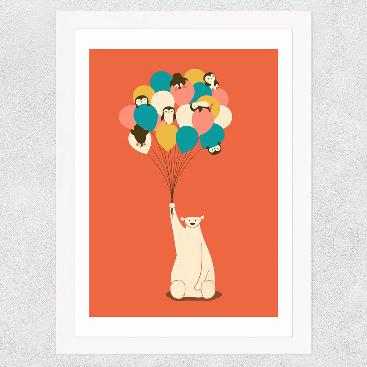 Penguin Bouquet Wide White Frame