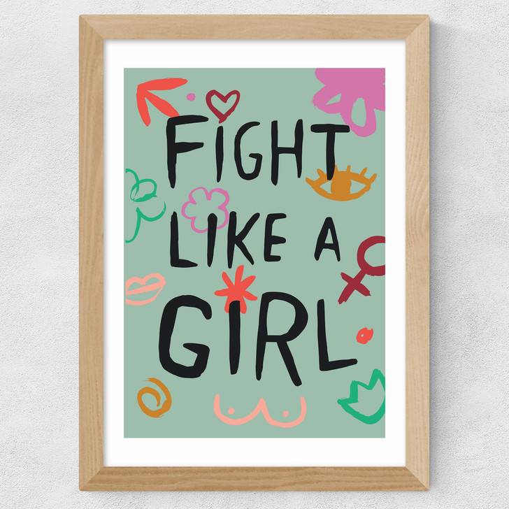 Fight Like A Girl Wide Oak Frame Fight Like A Girl Wide Oak Frame