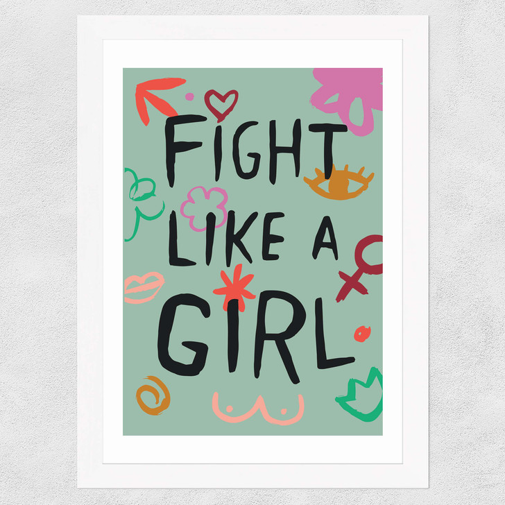 Fight Like A Girl Wide White Frame Fight Like A Girl Wide White Frame