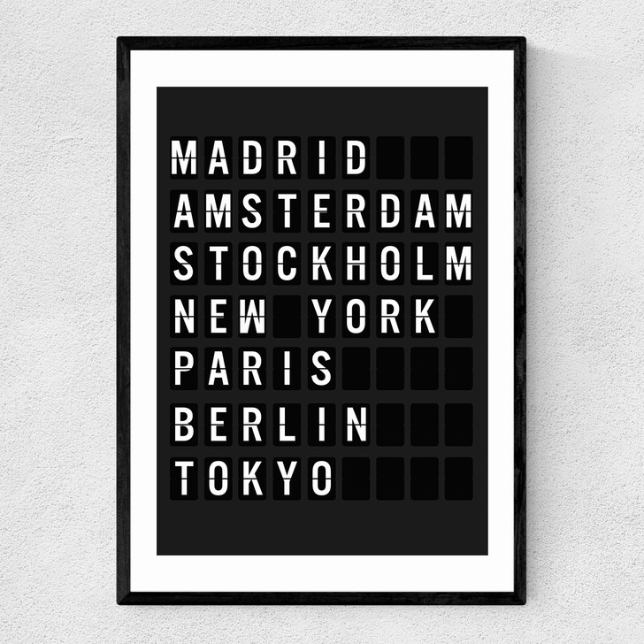 Arrivals Board Narrow Black Frame Arrivals Board Narrow Black Frame