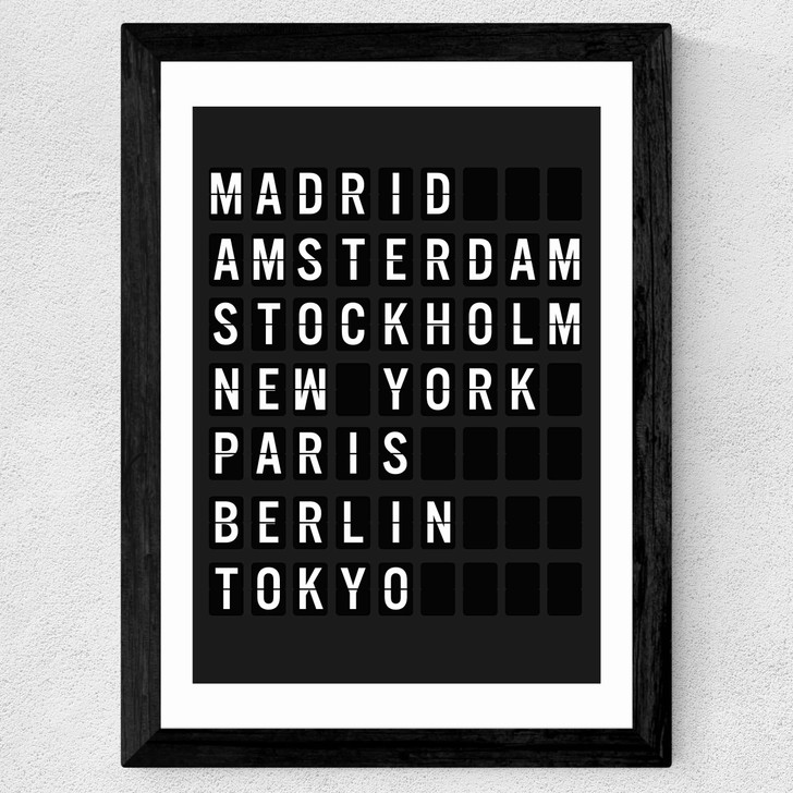 Arrivals Board Wide Black Frame Arrivals Board Wide Black Frame