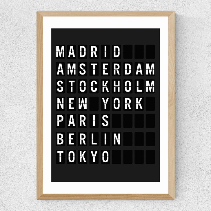 Arrivals Board Medium Oak Frame Arrivals Board Medium Oak Frame