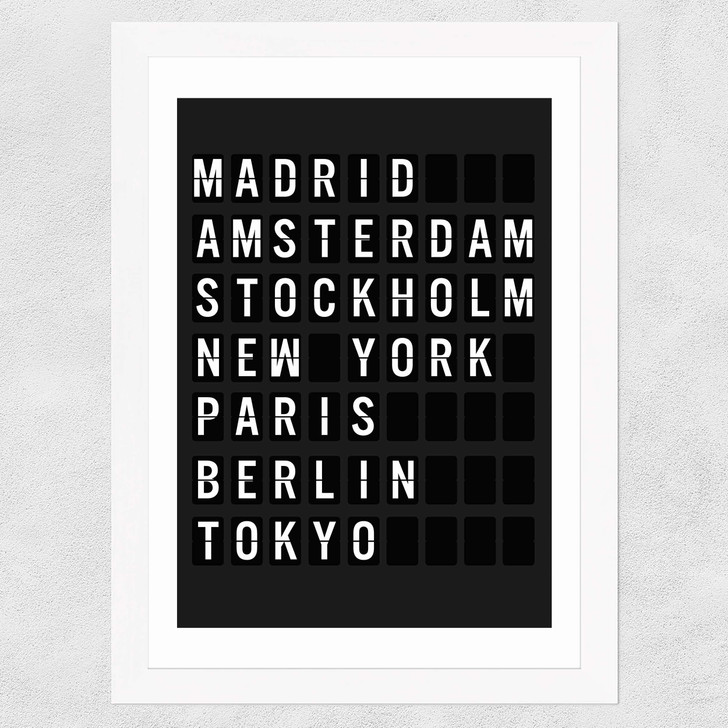 Arrivals Board Wide White Frame Arrivals Board Wide White Frame