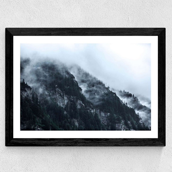 Snowy Mountains Wide Black Frame
