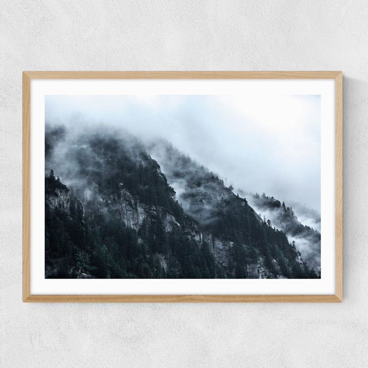 Snowy Mountains Narrow Oak Frame