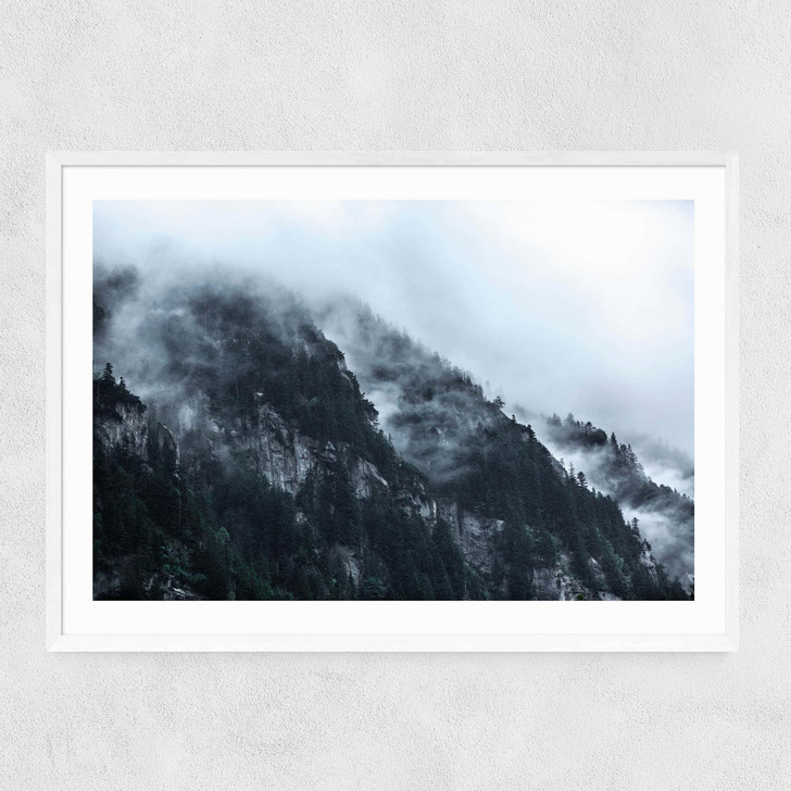 Snowy Mountains Narrow White Frame