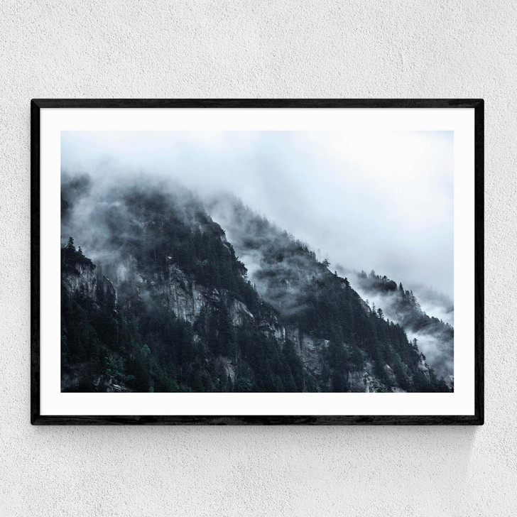 Snowy Mountains Narrow Black Frame