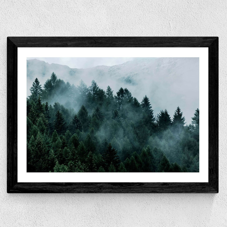 Foggy Hills Wide Black Frame