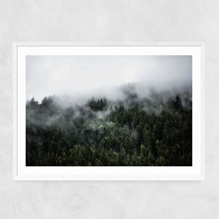 Foggy Hills 2 Narrow White Frame