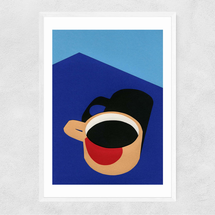 Cup of Coffee Narrow White Frame