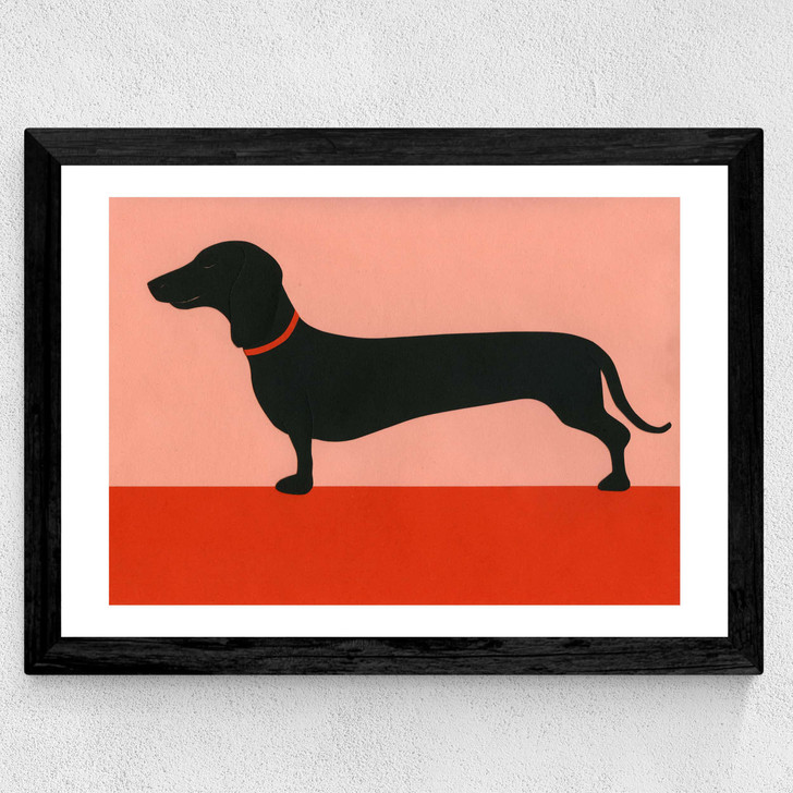 Dachshund Wide Black Frame